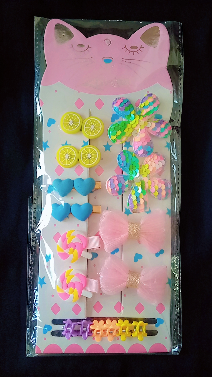 Raibow colors different fruit cartoon plastic hair pins for kids 4