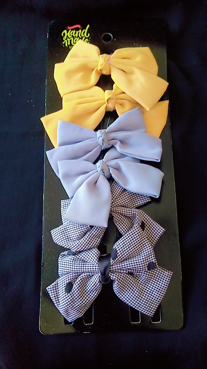 Bow style hair claw pins 6 pcs pack