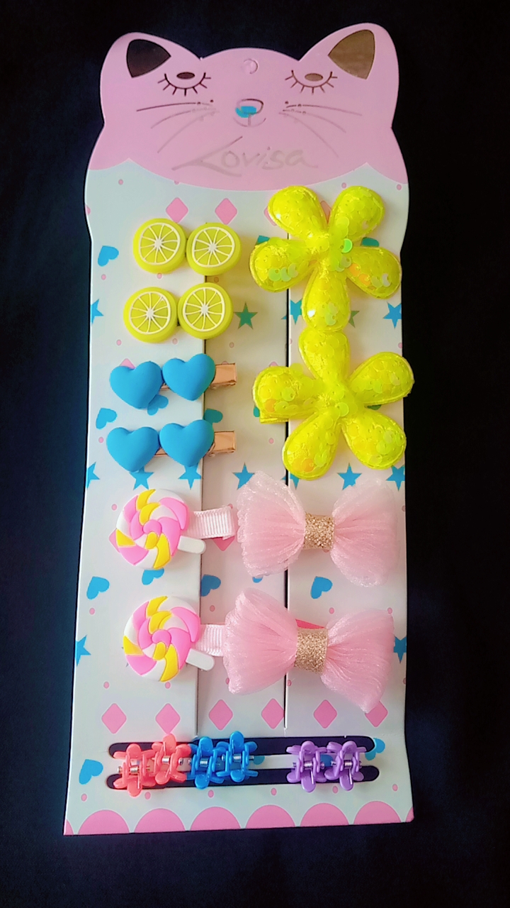 Raibow colors different fruit cartoon plastic hair pins for kids 2