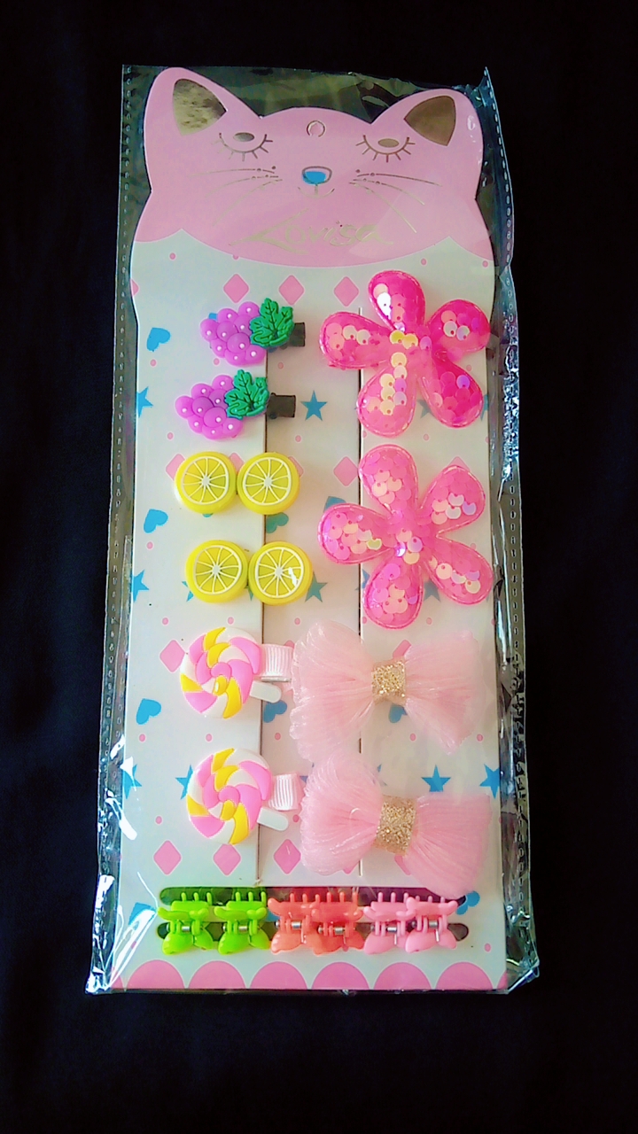 Raibow colors different fruit cartoon plastic hair pins for kids 3
