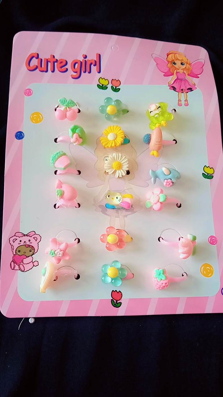 Rainbow color cartoon shape pony and rings